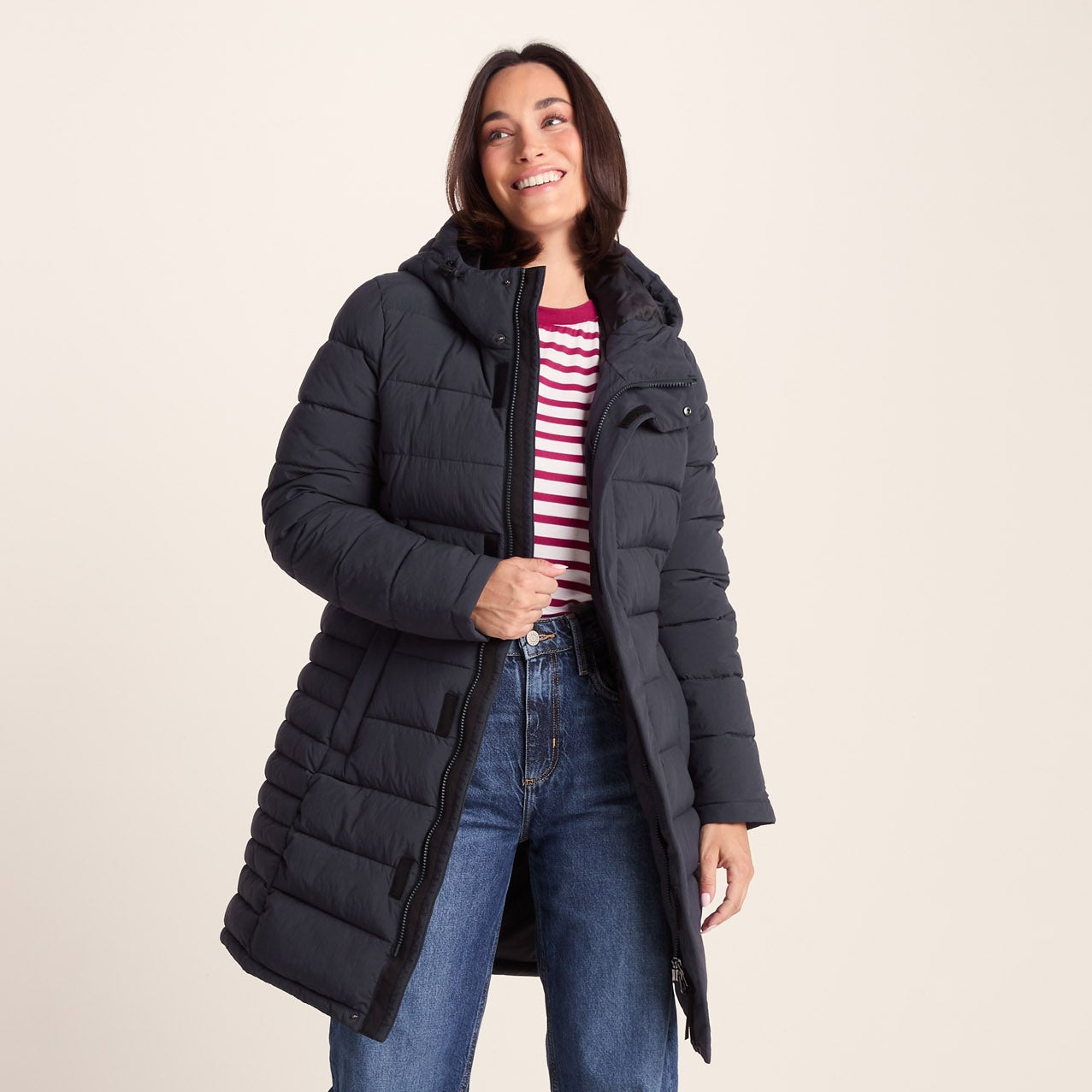 Kirkham Womens Long Shower Resistant Insulated Jacket - Dark Indigo