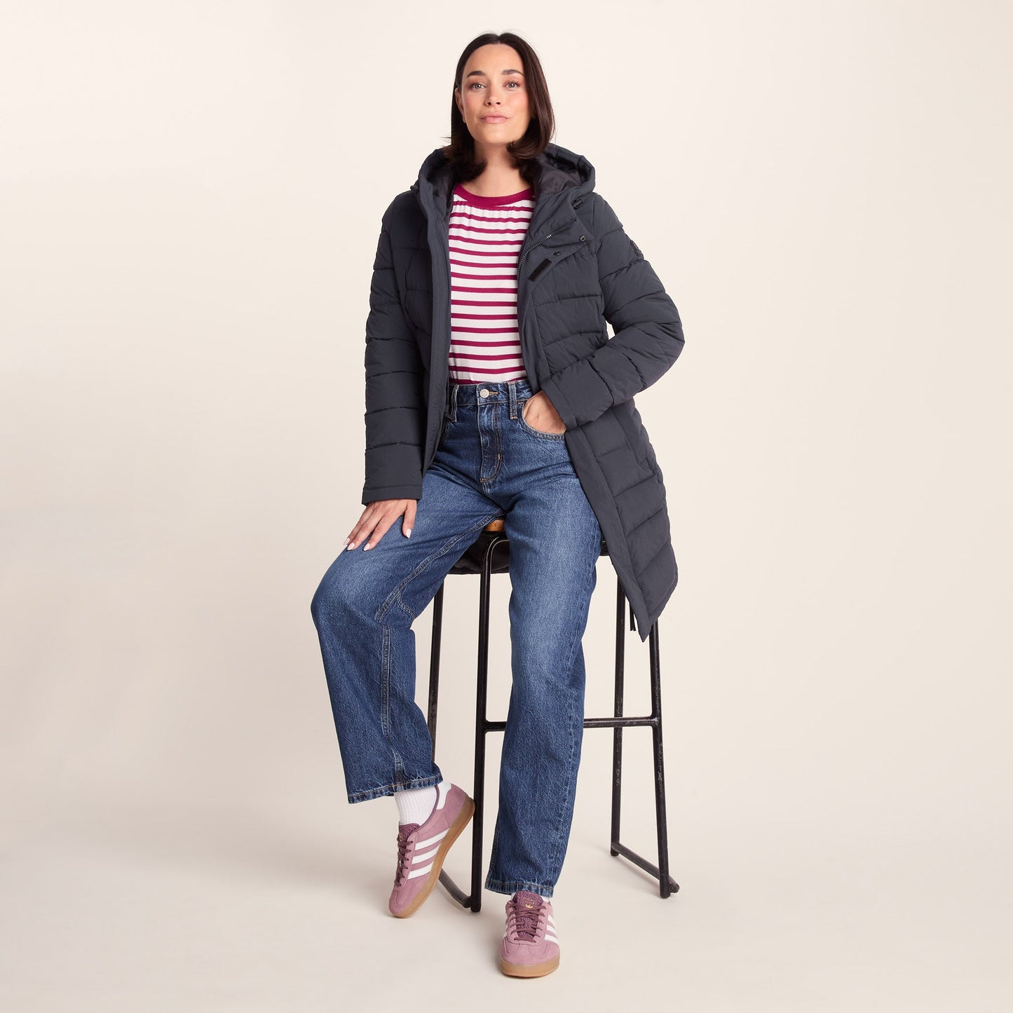 Kirkham Womens Long Shower Resistant Insulated Jacket - Dark Indigo