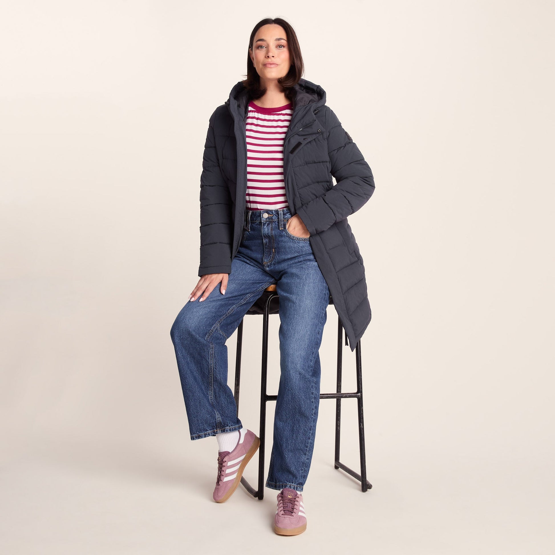 Kirkham Womens Long Shower Resistant Insulated Jacket - Dark Indigo