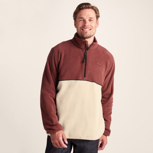 Kirton Mens Relaxed Fit Microfleece Zip Neck - Port/Hazelnut