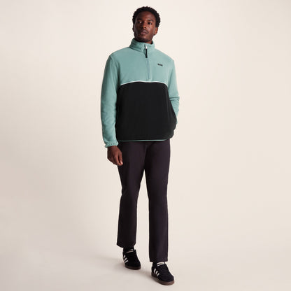 Kirton Mens Relaxed Fit Microfleece Zip Neck - Steel Teal/Black