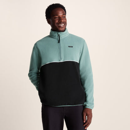 Kirton Mens Relaxed Fit Microfleece Zip Neck - Steel Teal/Black