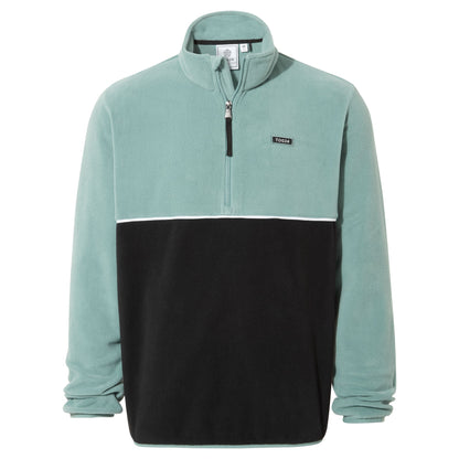 Kirton Mens Relaxed Fit Microfleece Zip Neck - Steel Teal/Black