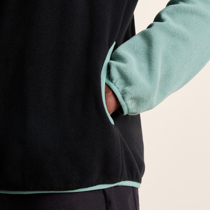 Kirton Mens Relaxed Fit Microfleece Zip Neck - Steel Teal/Black