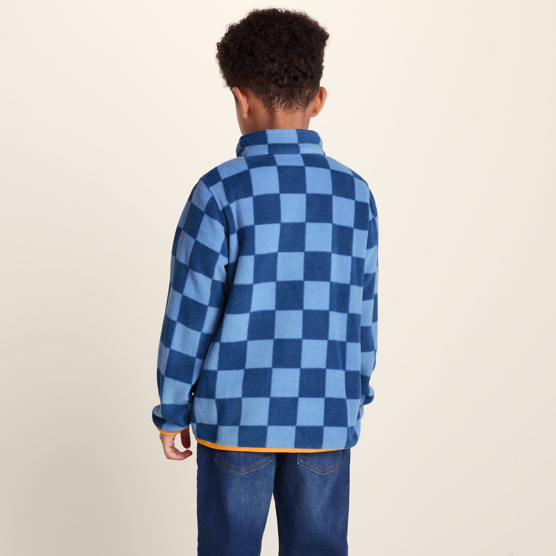 Lacaune Kids Shaun the Sheep Fleece Zip Jacket - Bluebell/Night Blue Checkerboard