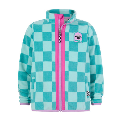 Lacaune Kids Shaun the Sheep Fleece Zip Jacket - Spearmint/Bubblegum Checkerboard