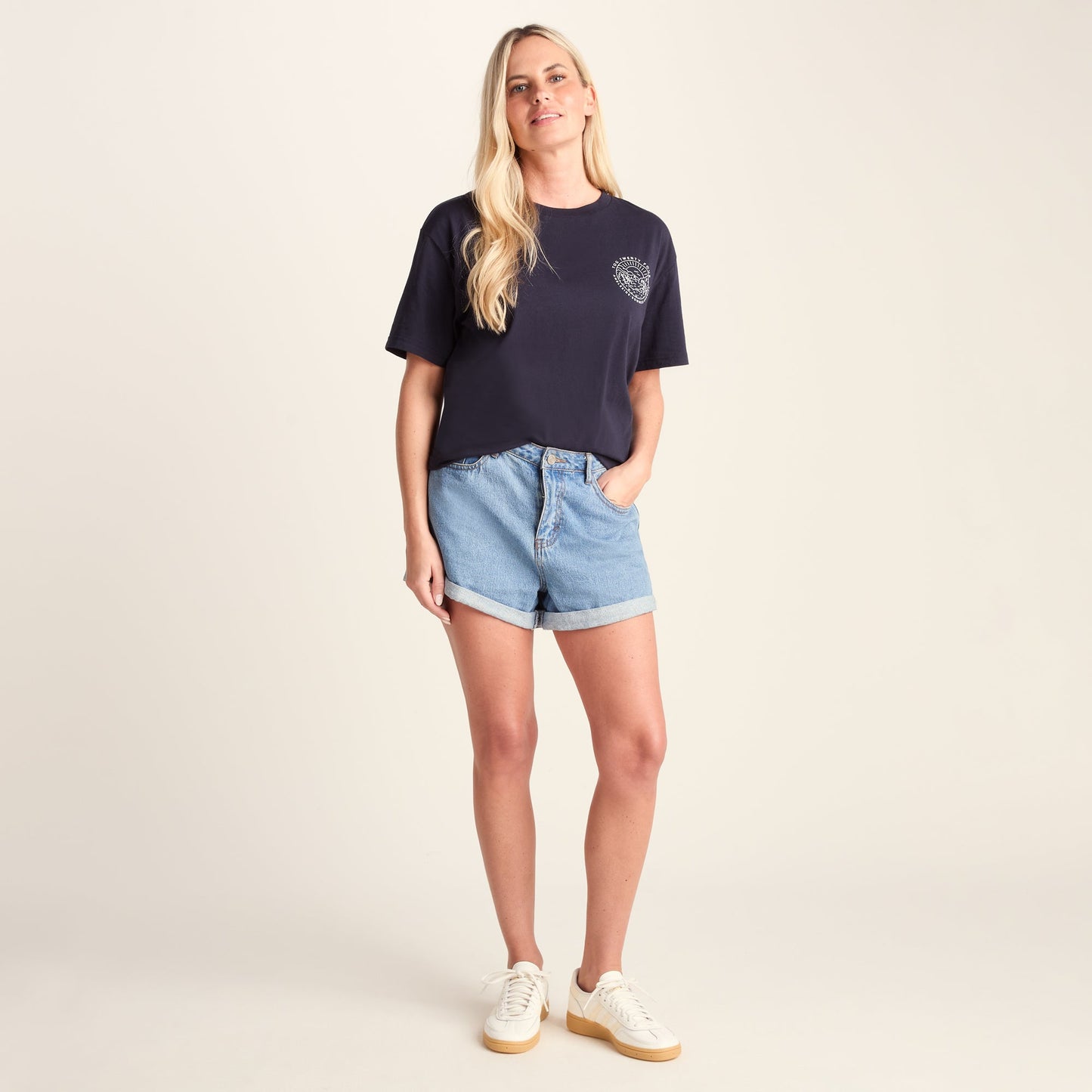 Lakeside Womens 100% Cotton Supersoft Relaxed Fit T-Shirt - Dark Indigo