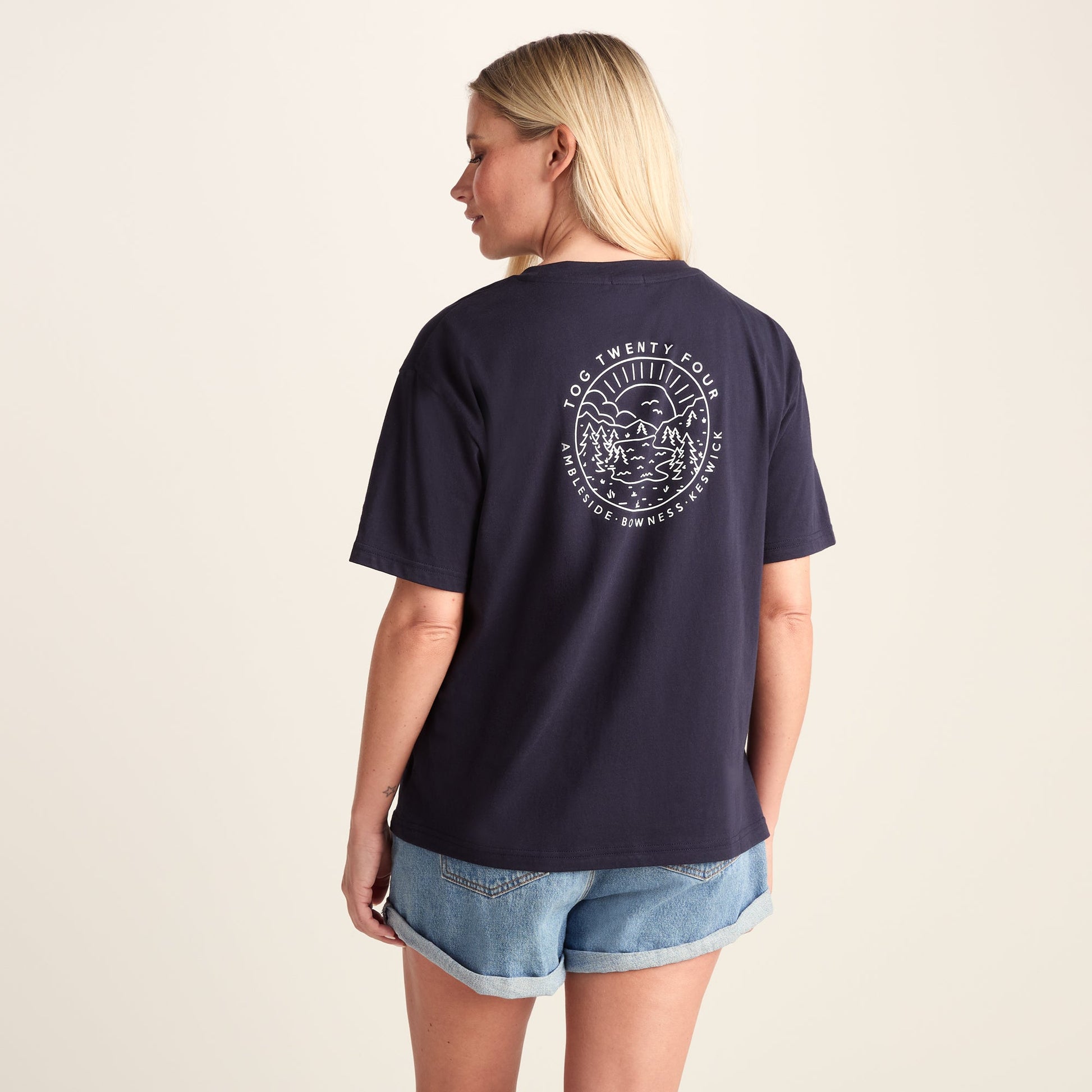 Lakeside Womens 100% Cotton Supersoft Relaxed Fit T-Shirt - Dark Indigo