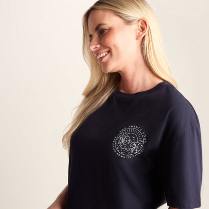 Lakeside Womens 100% Cotton Supersoft Relaxed Fit T-Shirt - Dark Indigo