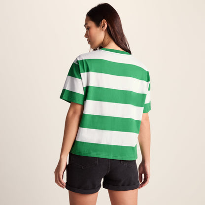 Lani Womens 100% Cotton Supersoft Boxy Fit T-Shirt - Sage Stripe