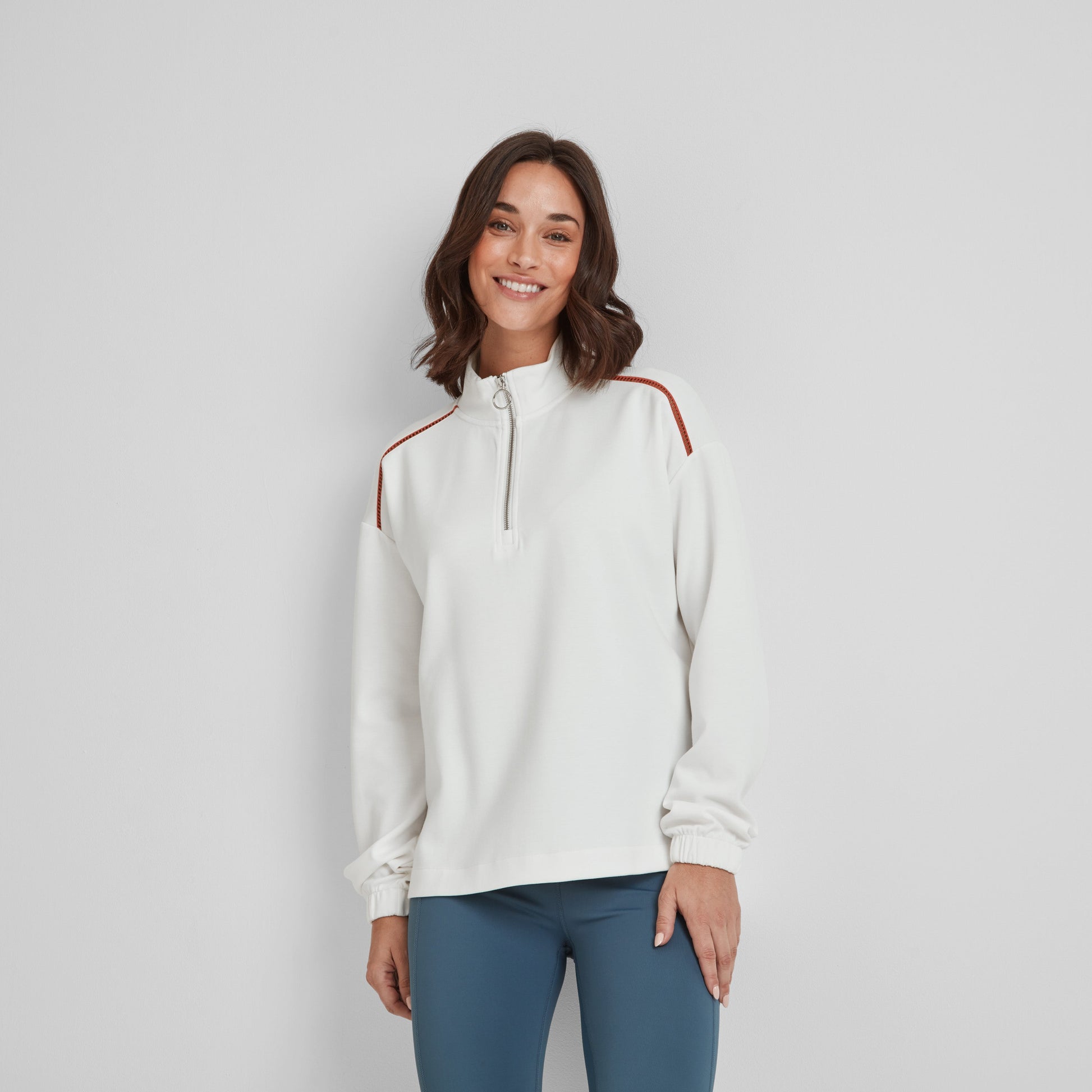Larelle Womens Half Zip Sweatshirt - Vanilla