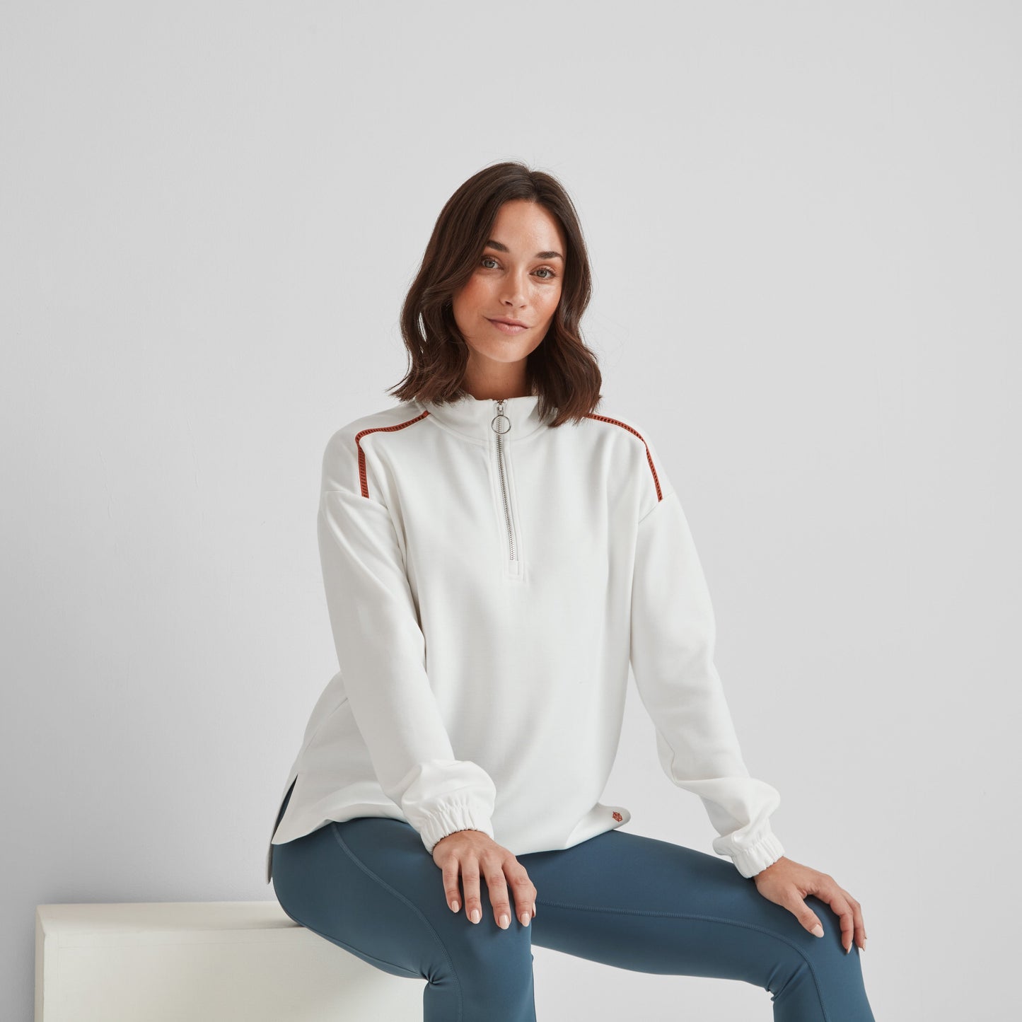 Larelle Womens Half Zip Sweatshirt - Vanilla