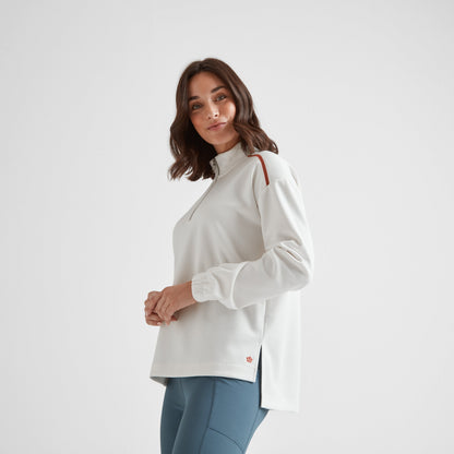 Larelle Womens Half Zip Sweatshirt - Vanilla