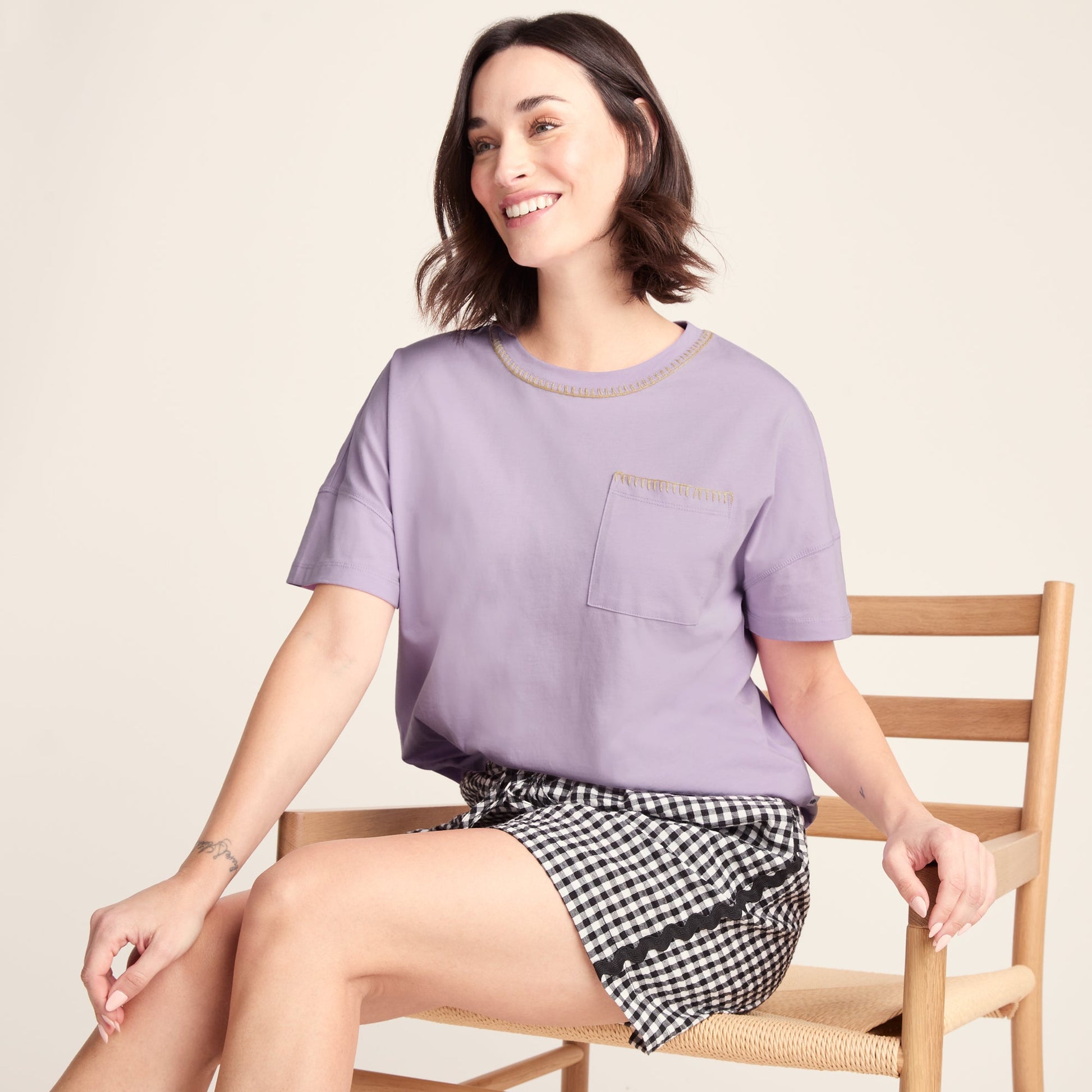 Laurie Womens 100% Cotton Supersoft Boxy Fit T-Shirt - Lilac Blossom