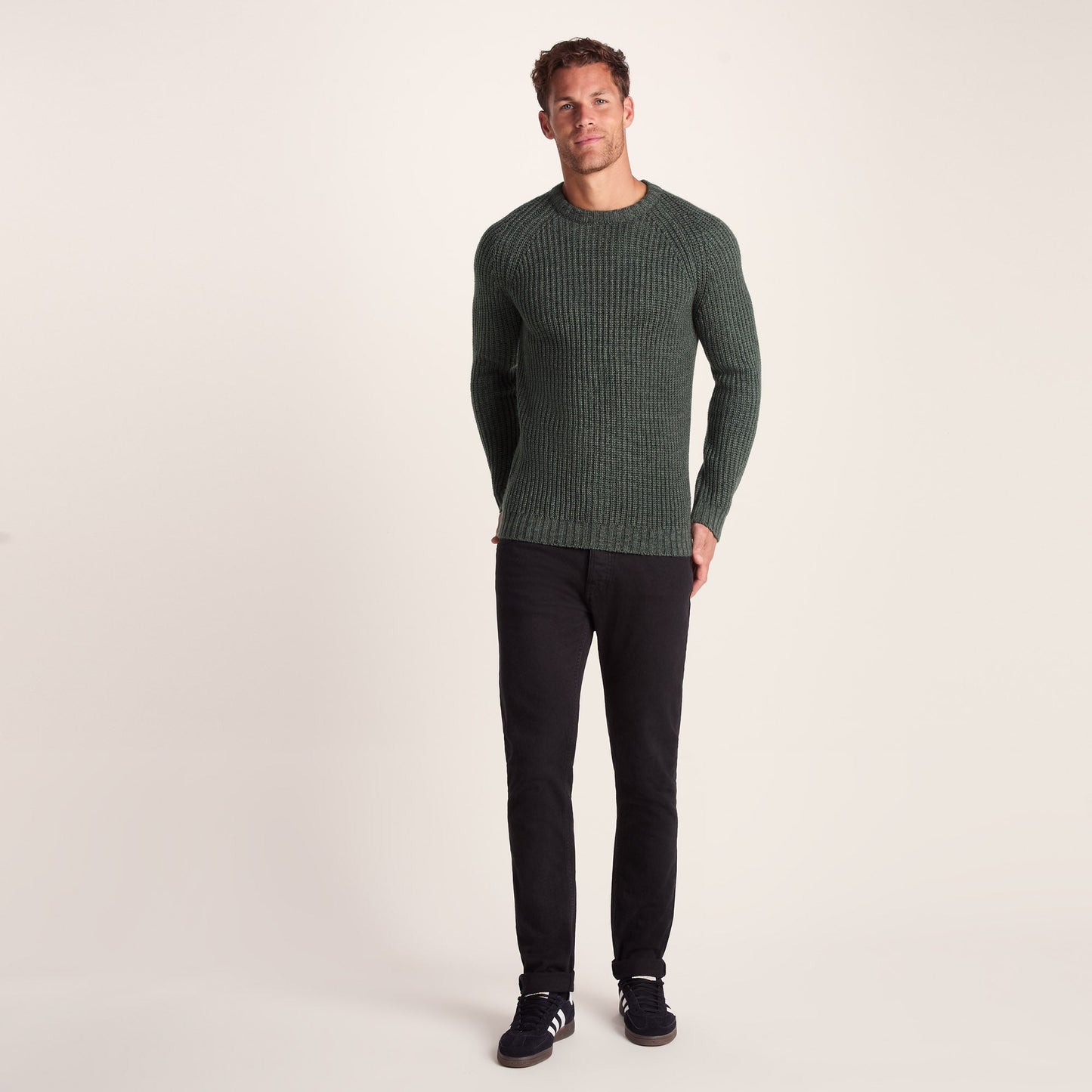 Logan Mens Chunky Knitted Jumper - Light Forest