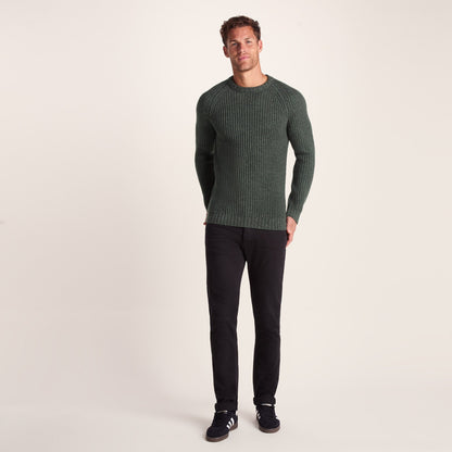 Logan Mens Chunky Knitted Jumper - Light Forest