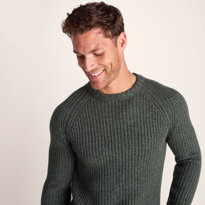 Logan Mens Chunky Knitted Jumper - Light Forest