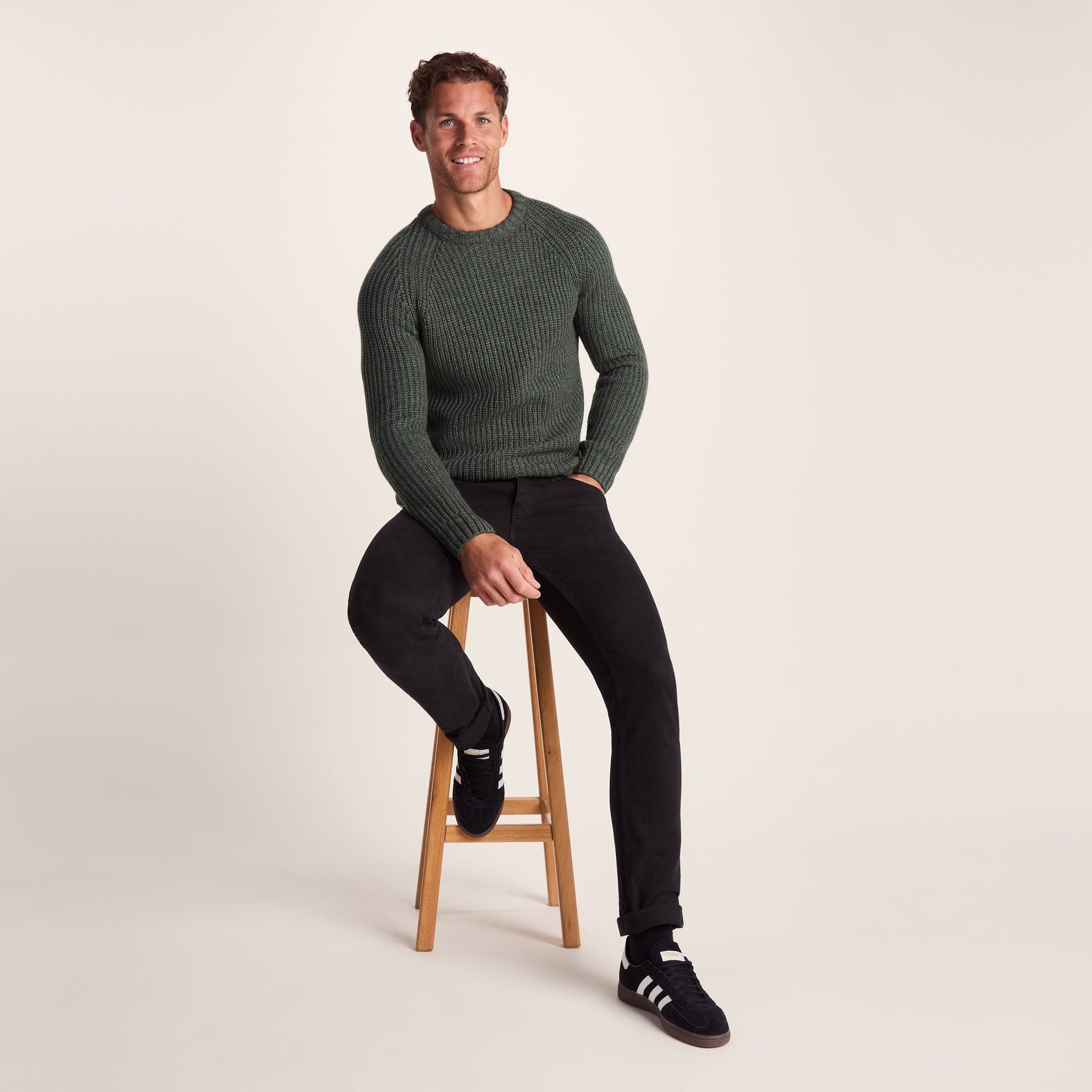 Logan Mens Chunky Knitted Jumper - Light Forest