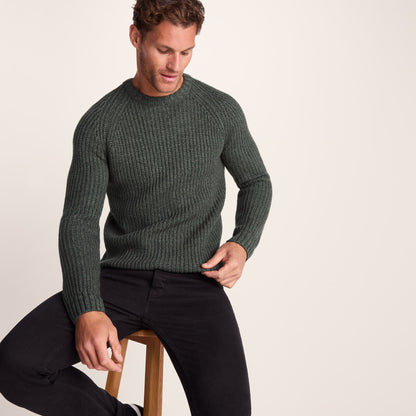 Logan Mens Chunky Knitted Jumper - Light Forest