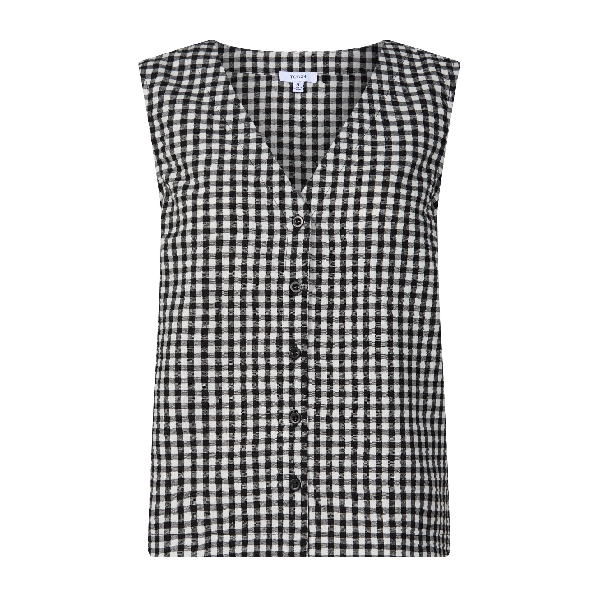 Lila Womens Short Sleeve Gingham Check Shirt - Black Check