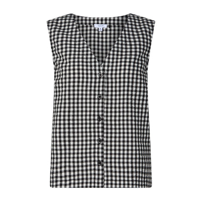 Lila Womens Short Sleeve Gingham Check Shirt - Black Check