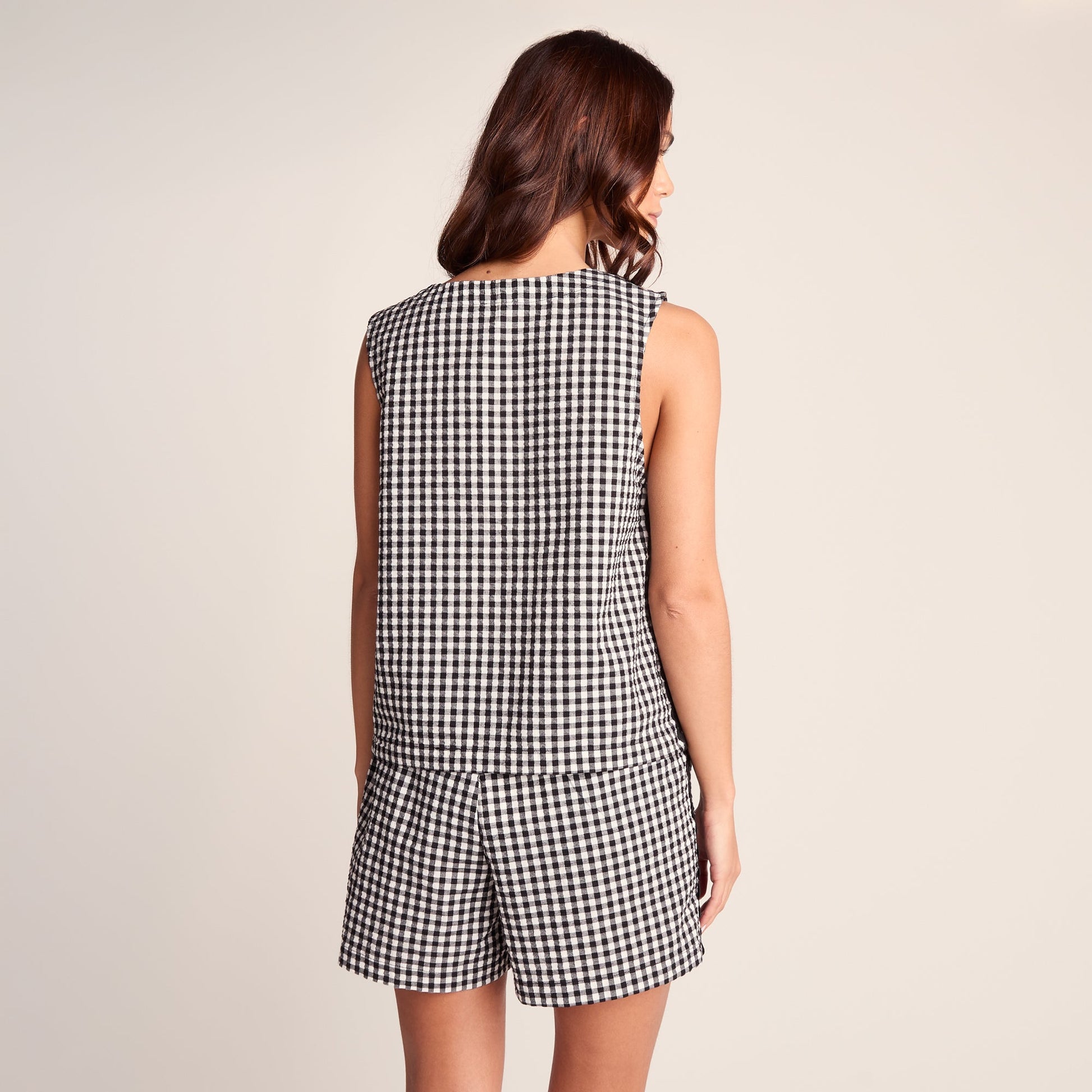 Lila Womens Short Sleeve Gingham Check Shirt - Black Check