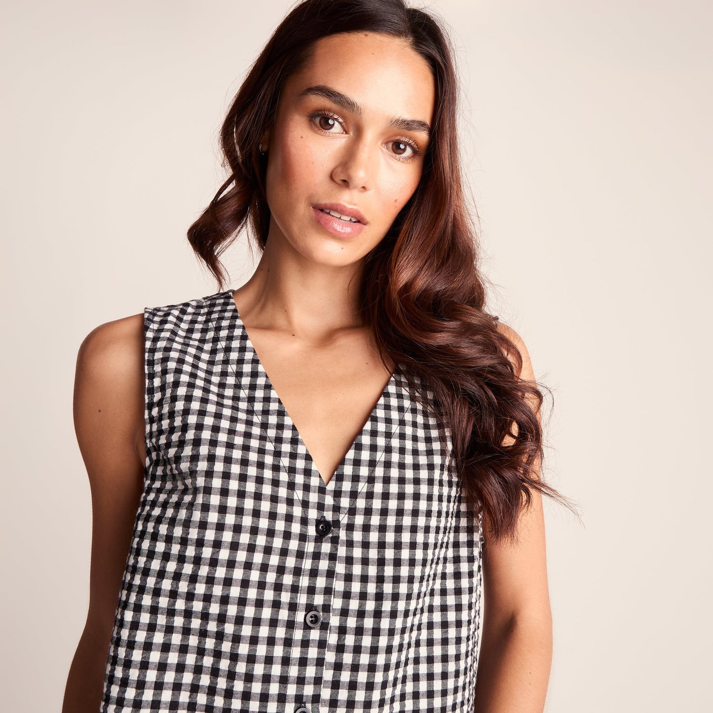 Lila Womens Short Sleeve Gingham Check Shirt - Black Check