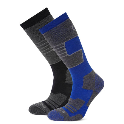 Linz 2 Pack Mens Ski Socks - Black/Royal Blue