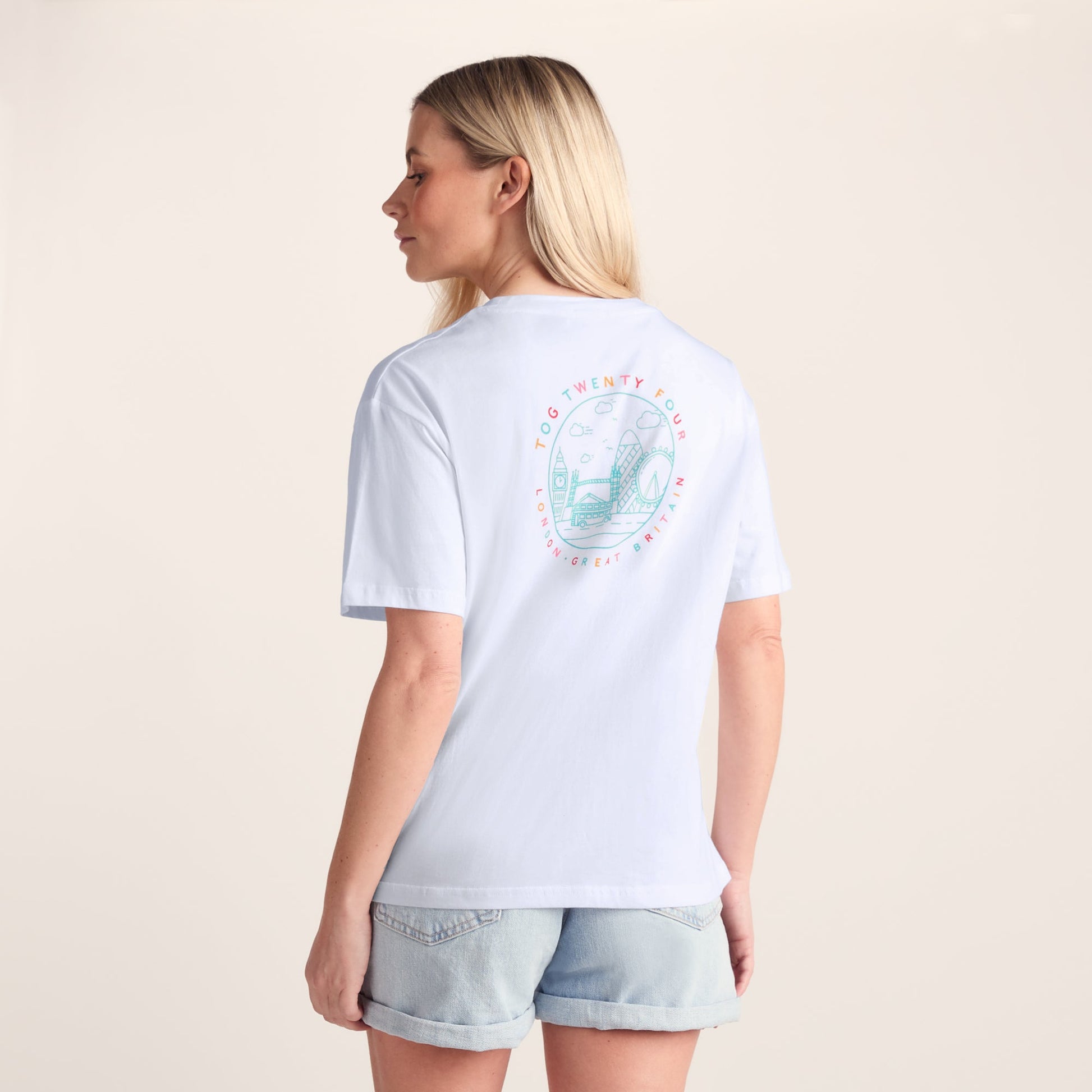 London Womens 100% Cotton Supersoft Relaxed Fit T-Shirt - Optic White