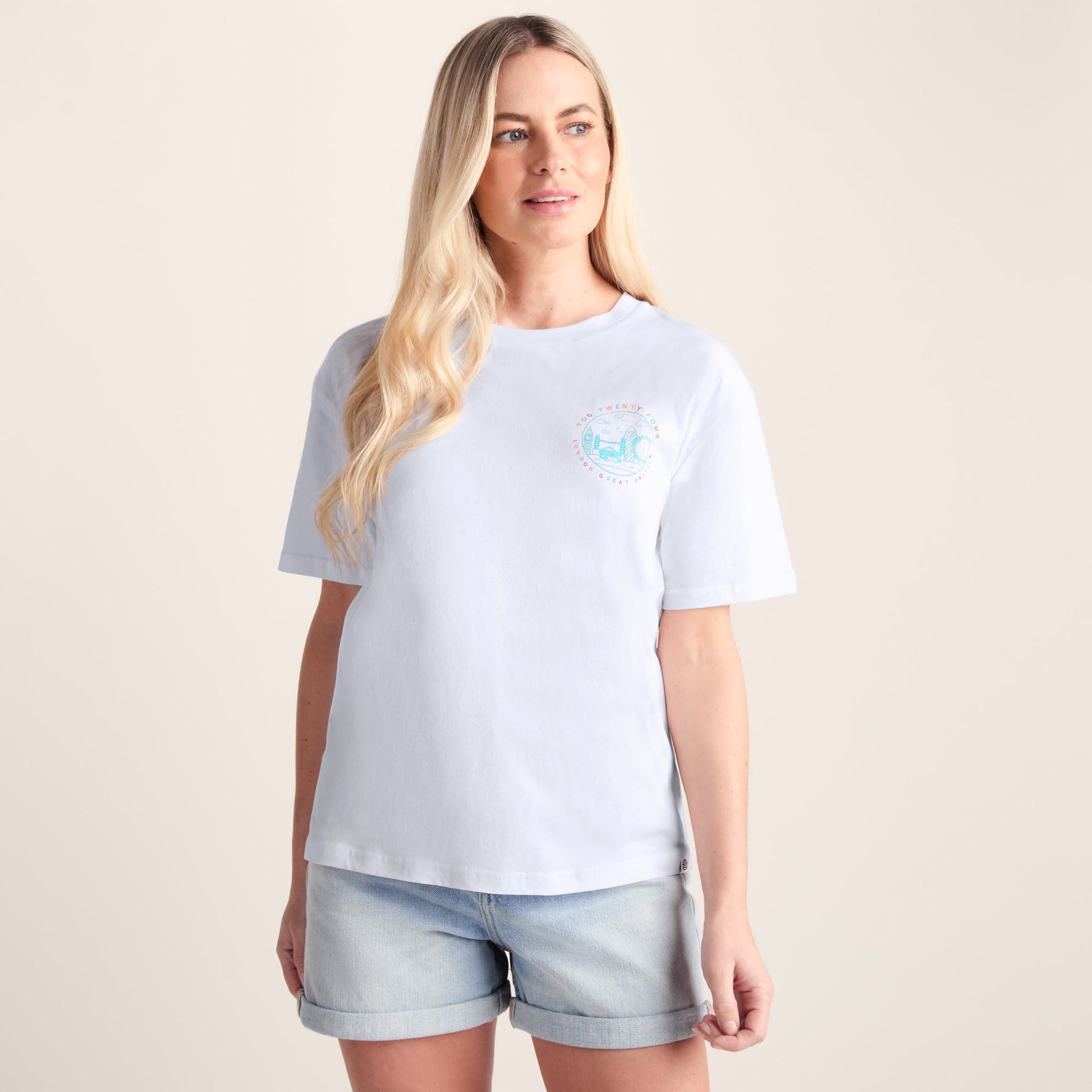 London Womens 100% Cotton Supersoft Relaxed Fit T-Shirt - Optic White