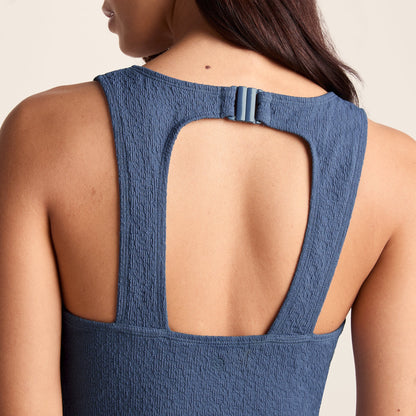 Maggie Womens Mesh Lined One Piece Swimsuit - Smokey Blue