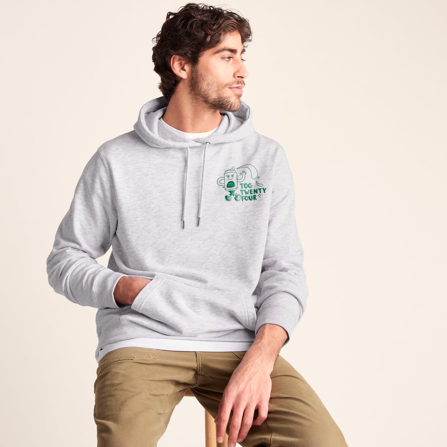 Malley Mens Relaxed Fit Supersoft Hattie Clark Hoody - Light Grey Marl