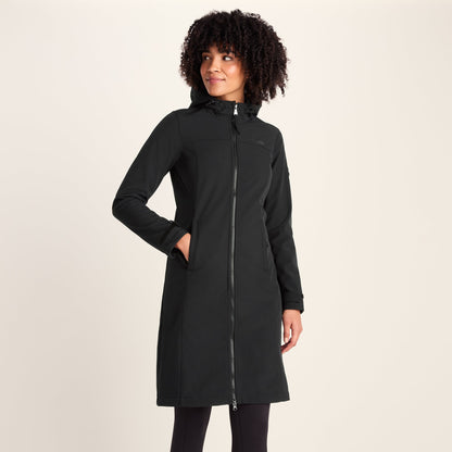 Marina Womens Long Water Resistant Softshell Jacket - Black