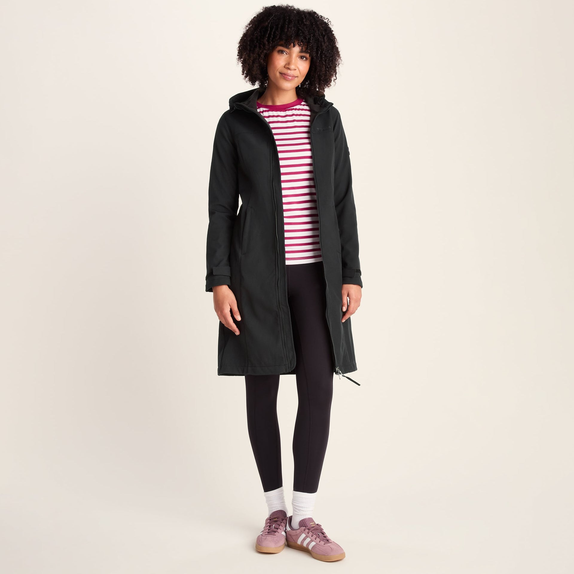 Marina Womens Long Water Resistant Softshell Jacket - Black