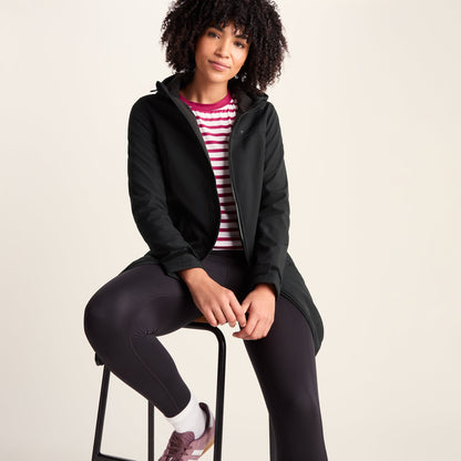 Marina Womens Long Water Resistant Softshell Jacket - Black