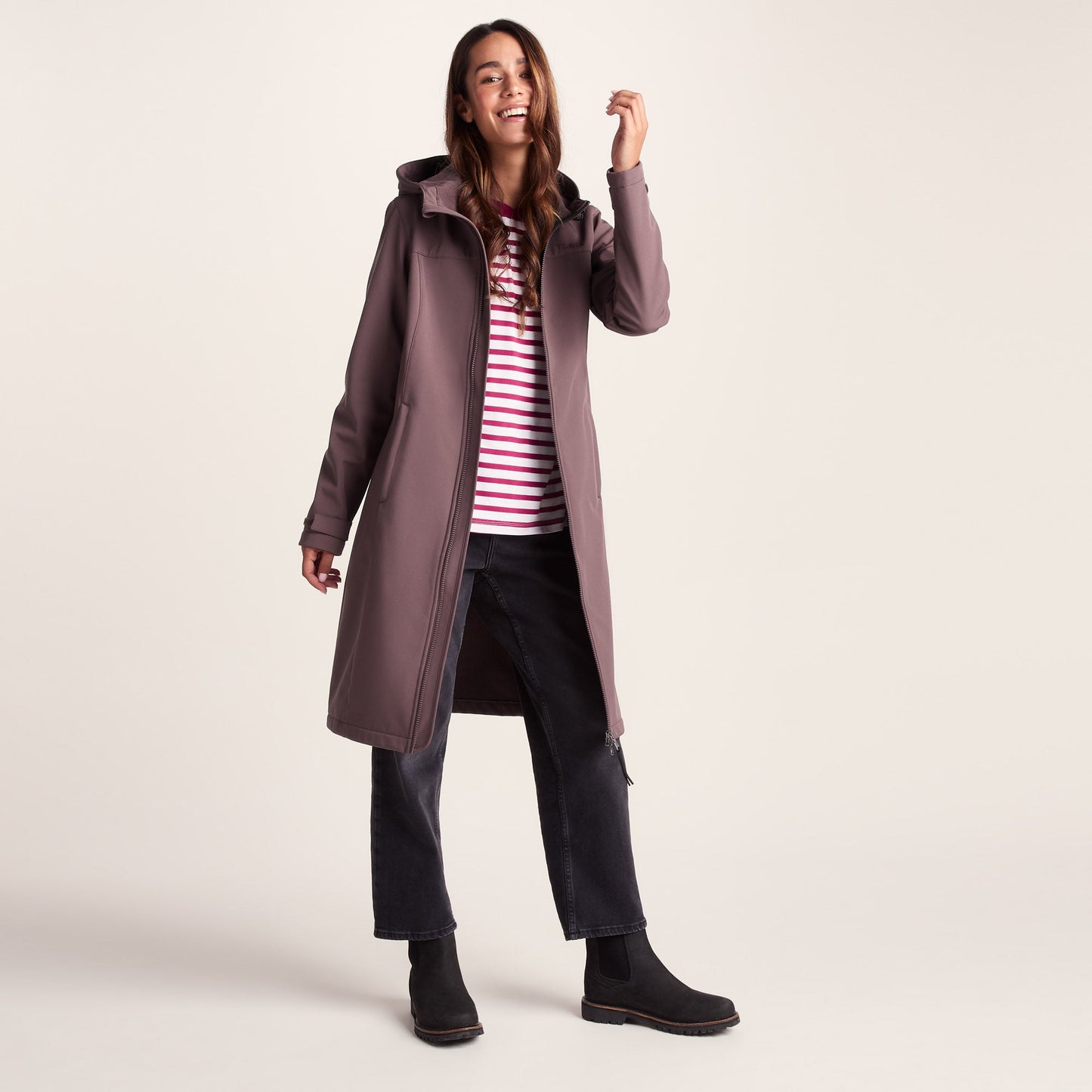 Marina Womens Long Water Resistant Softshell Jacket - Dark Mauve