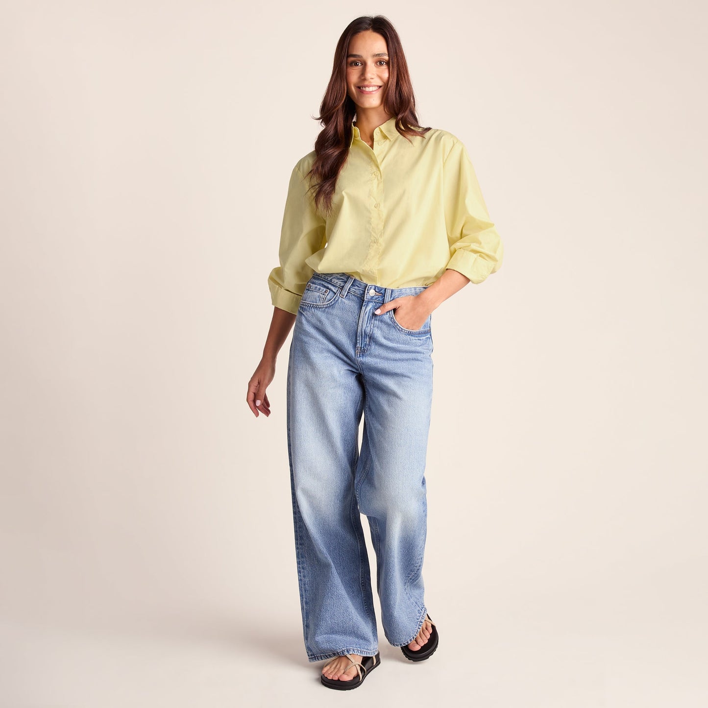 Marnie Womens 100% Cotton Oversized Shirt - Butter Yellow