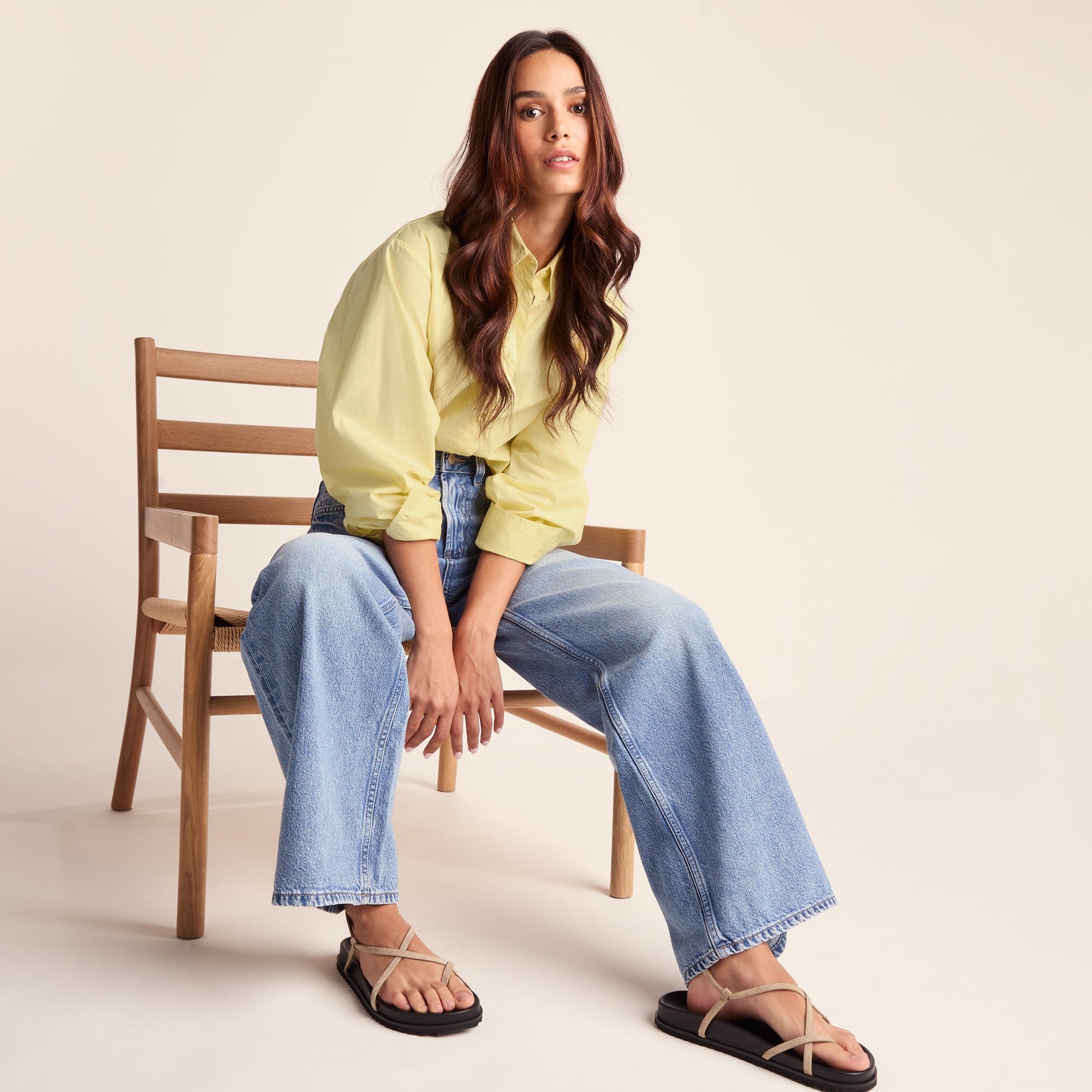 Marnie Womens 100% Cotton Oversized Shirt - Butter Yellow