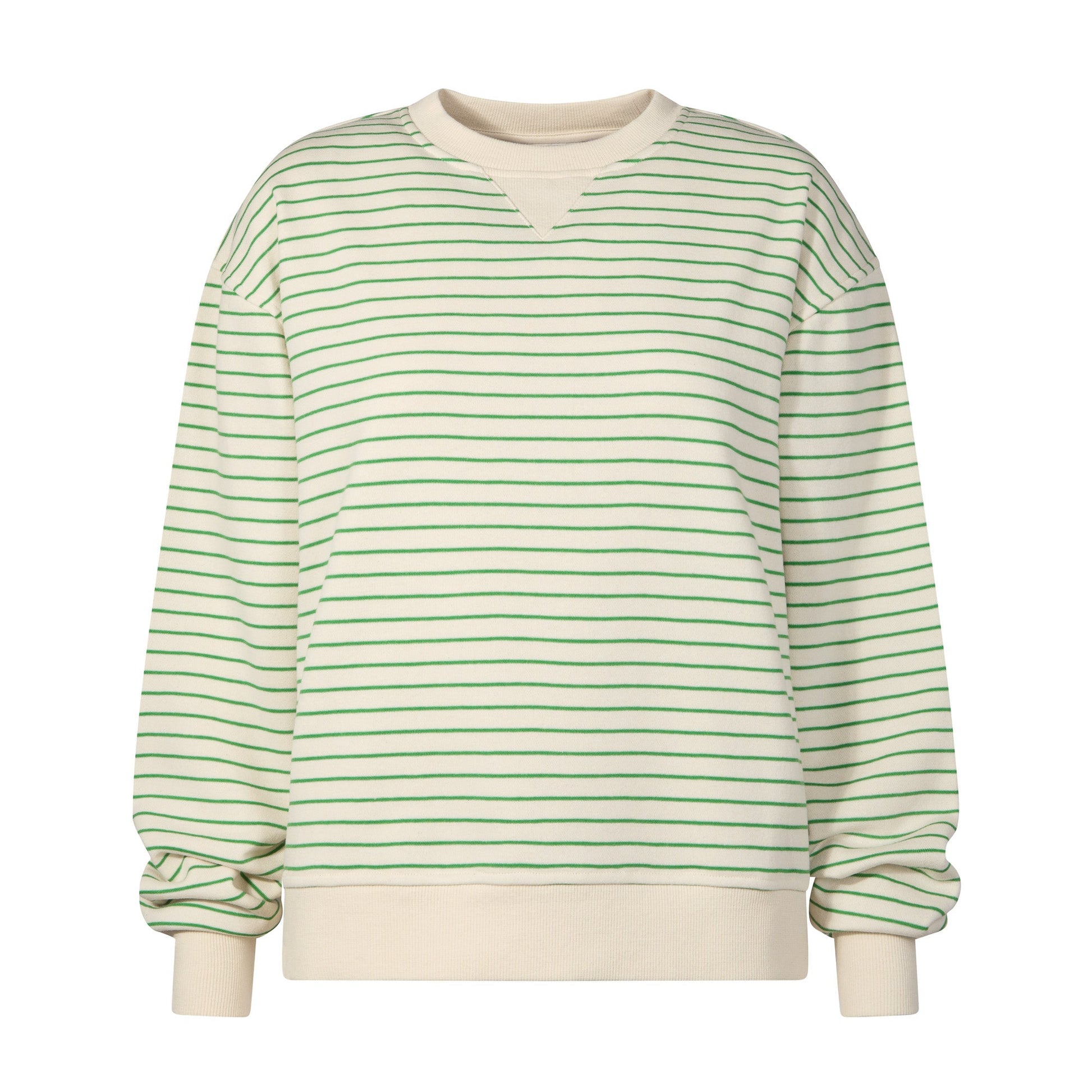 Marsella Womens Relaxed Fit Supersoft Sweat - Basil Green Stripe