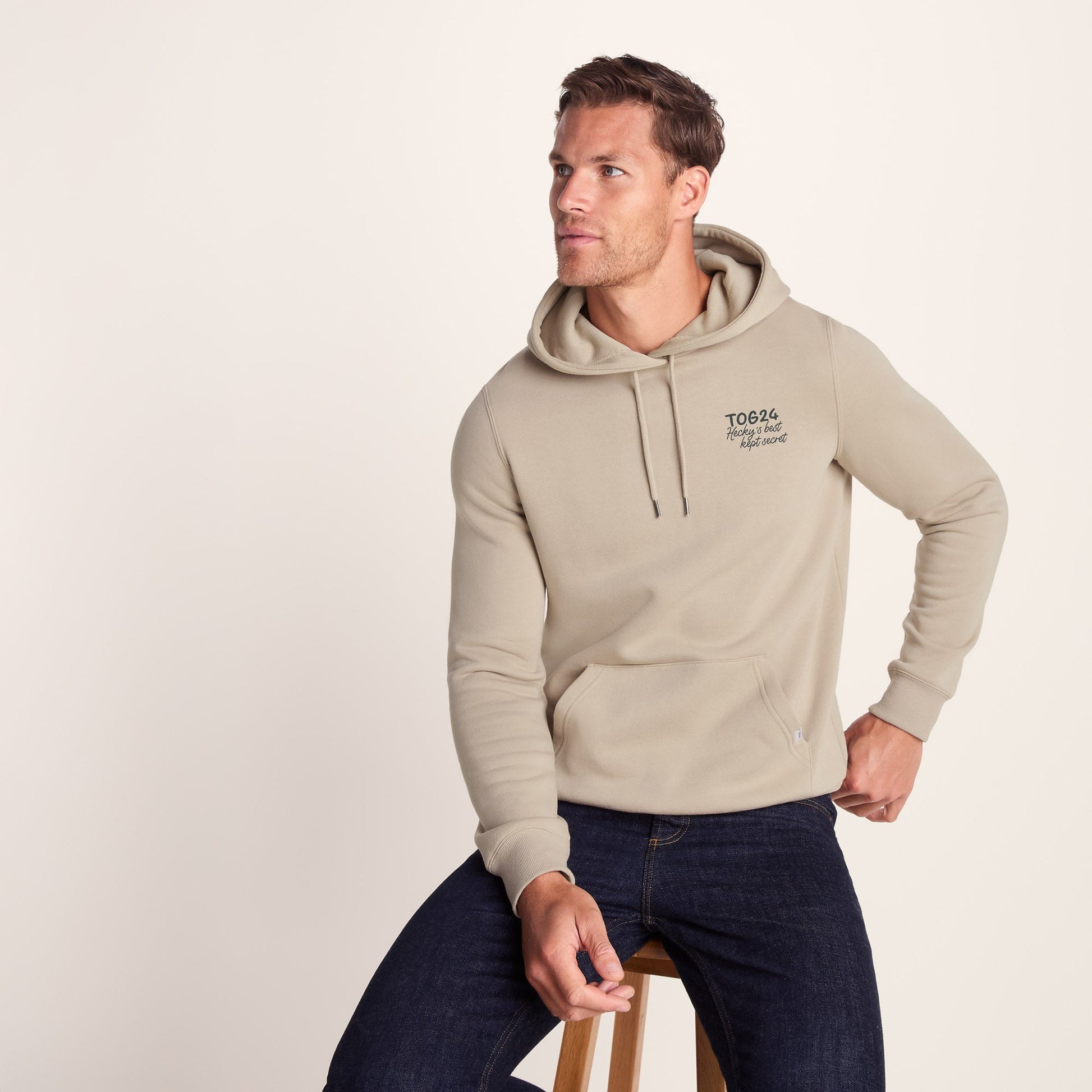 Marsden Mens Supersoft Knit Look Fleece Hoody - Hazelnut
