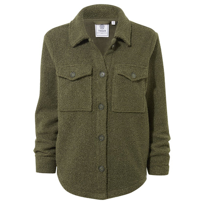 Maxine Womens Supersoft Sherpa Fleece Shacket - Khaki