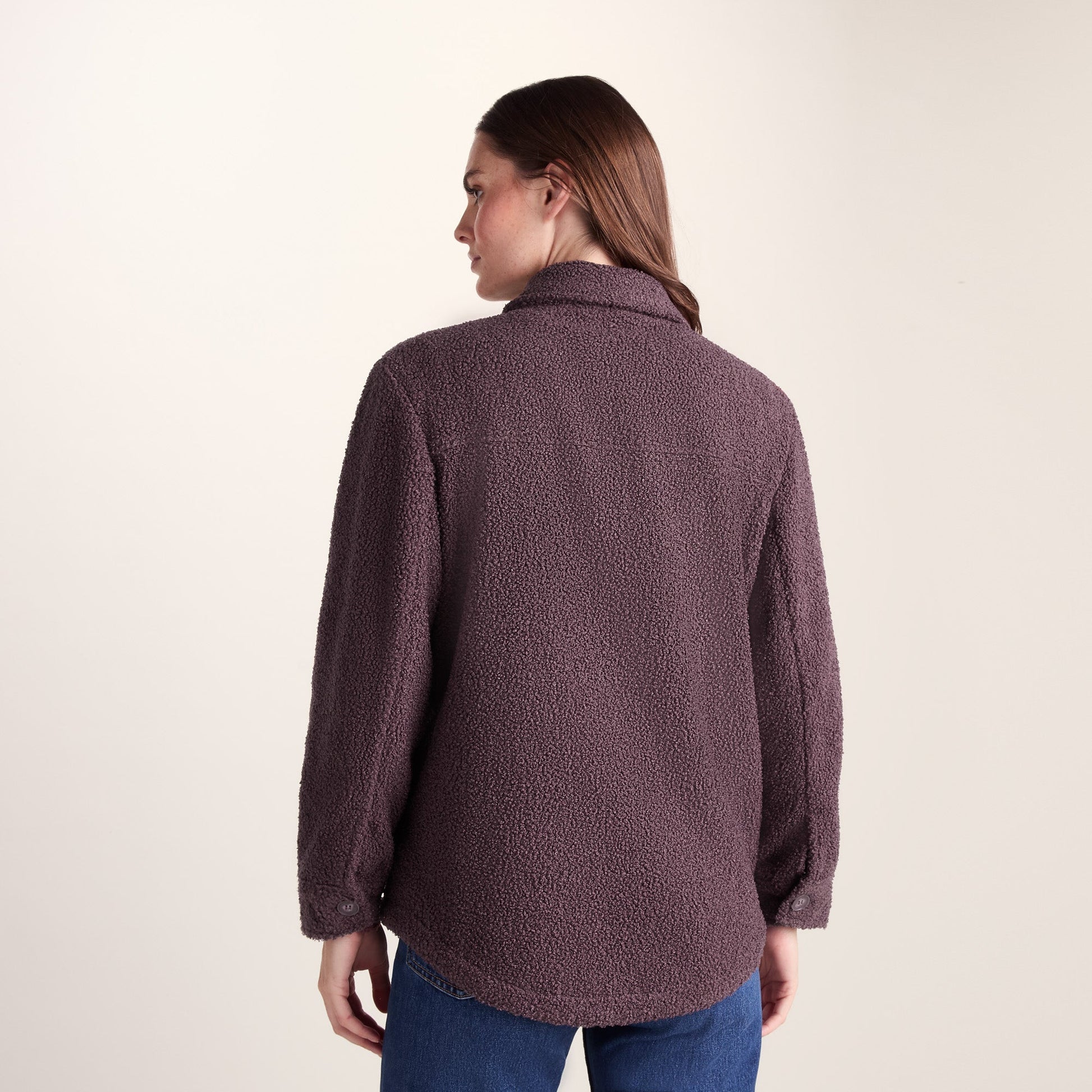 Maxine Womens Supersoft Sherpa Fleece Shacket - Dark Mauve