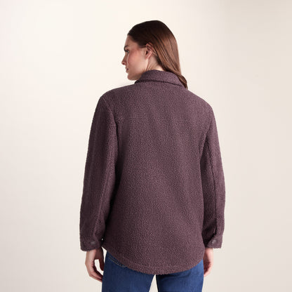Maxine Womens Supersoft Sherpa Fleece Shacket - Dark Mauve