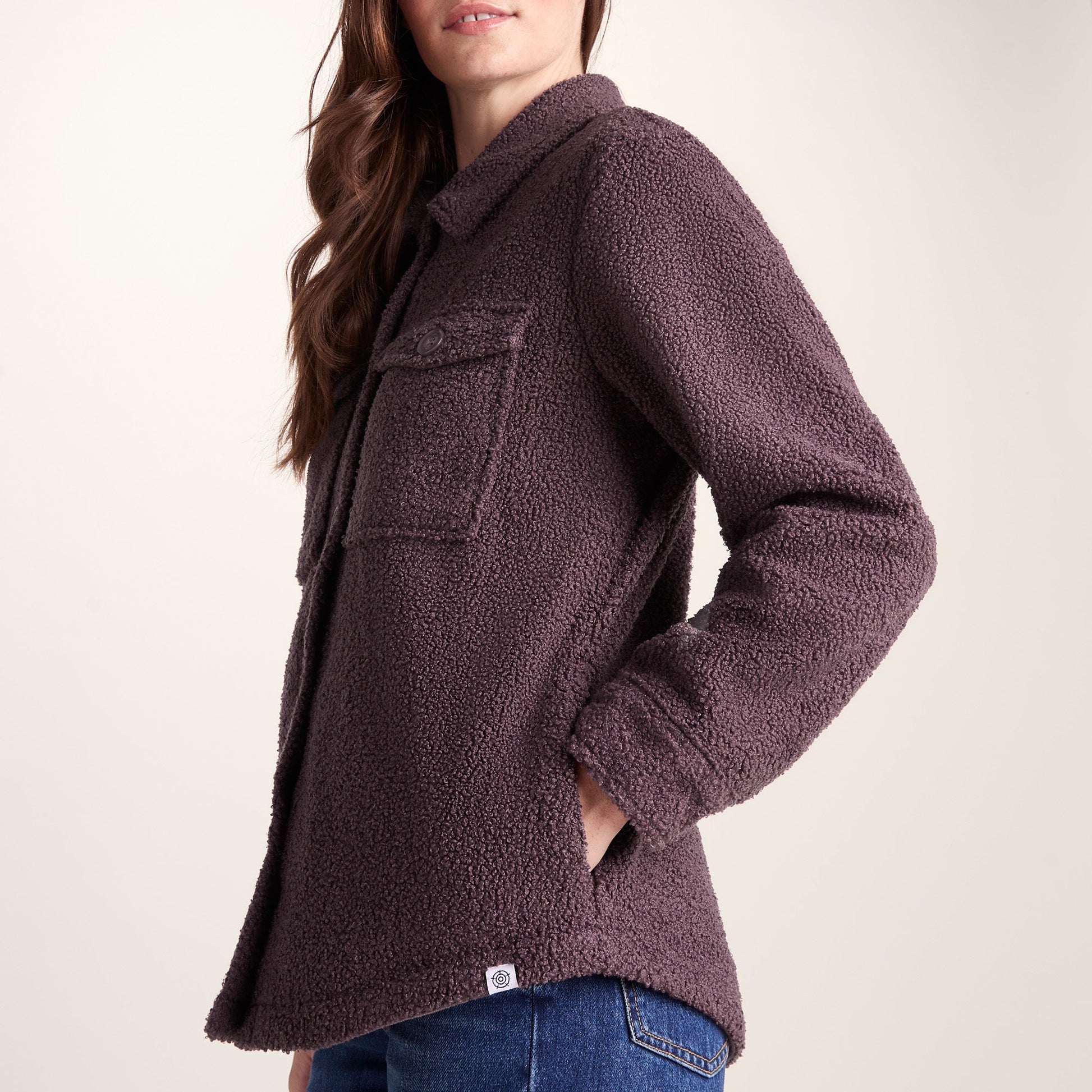 Maxine Womens Supersoft Sherpa Fleece Shacket - Dark Mauve