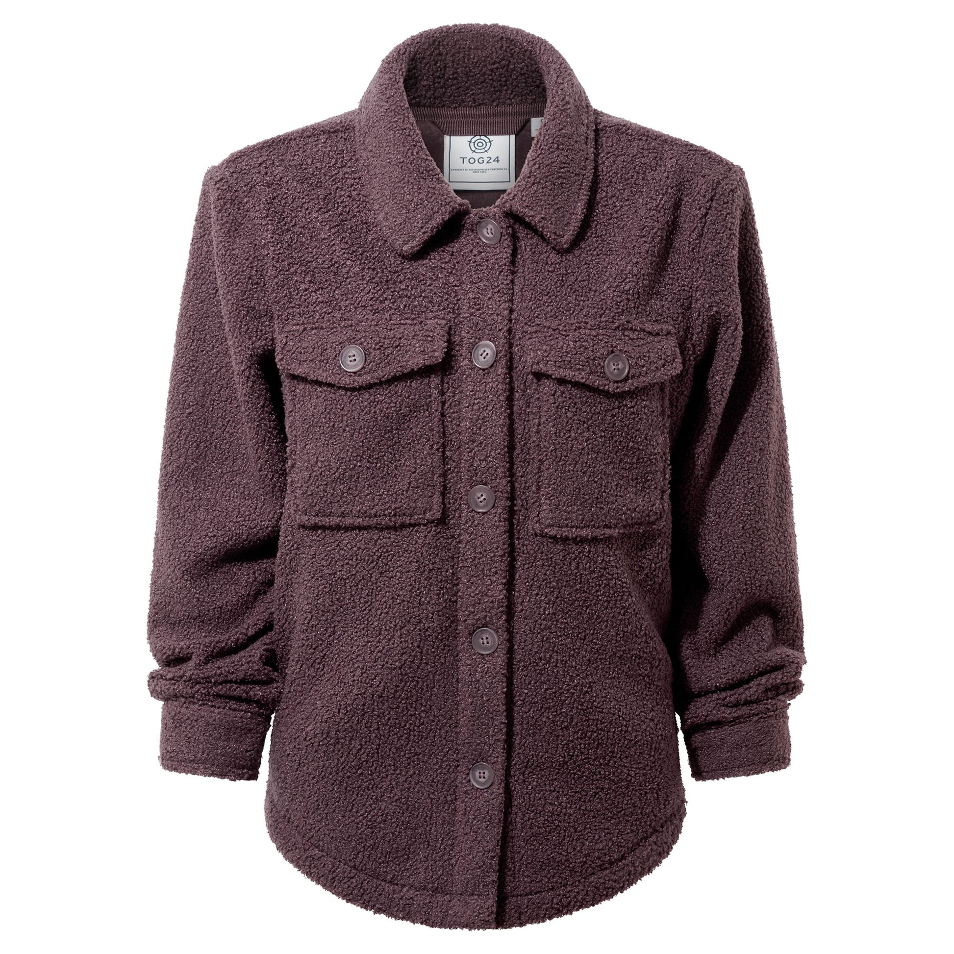 Maxine Womens Supersoft Sherpa Fleece Shacket - Dark Mauve