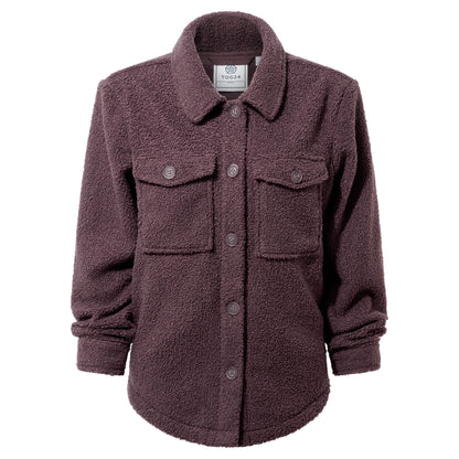 Maxine Womens Supersoft Sherpa Fleece Shacket - Dark Mauve
