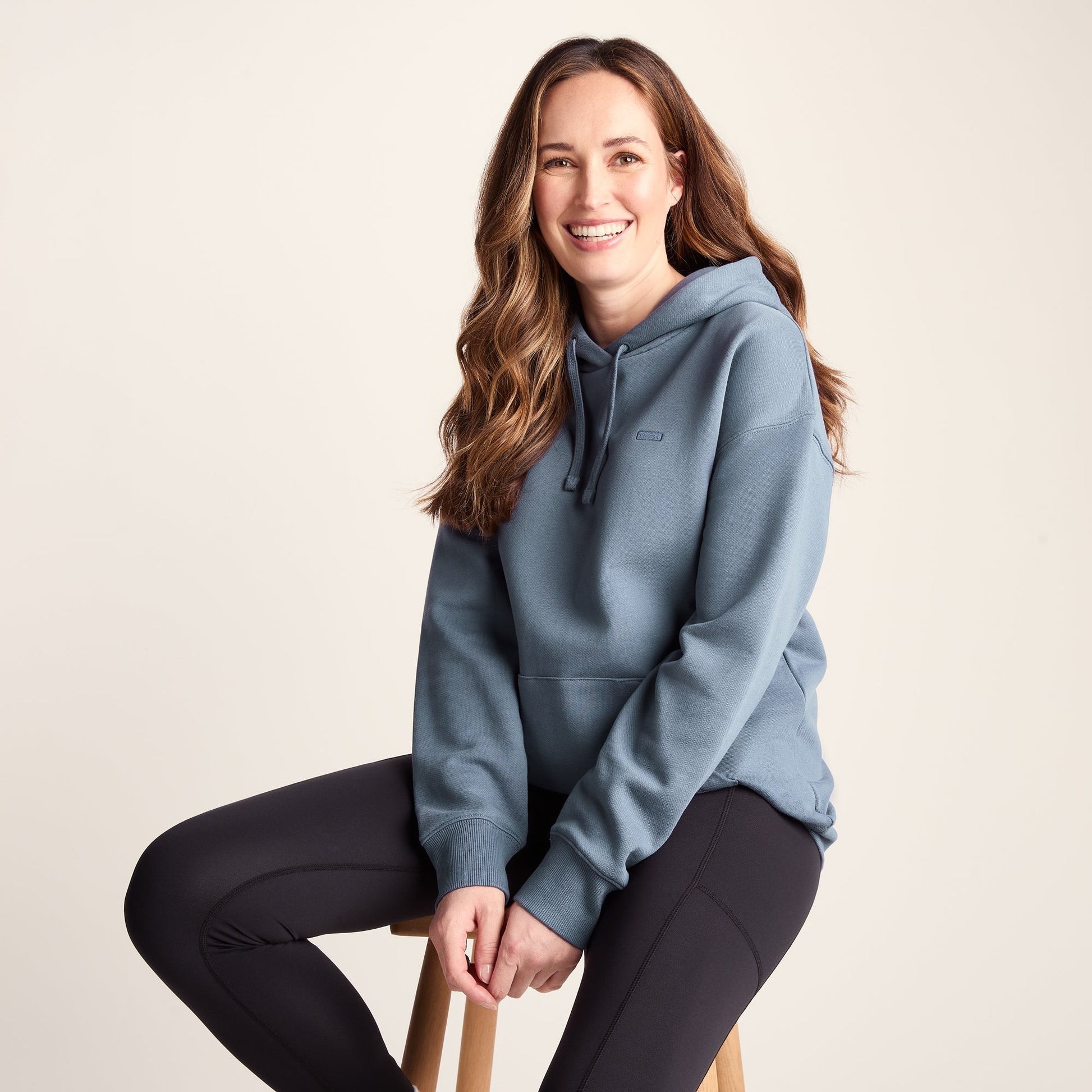 Meera Womens 100% Cotton Relaxed Fit Hoody - Smokey Blue