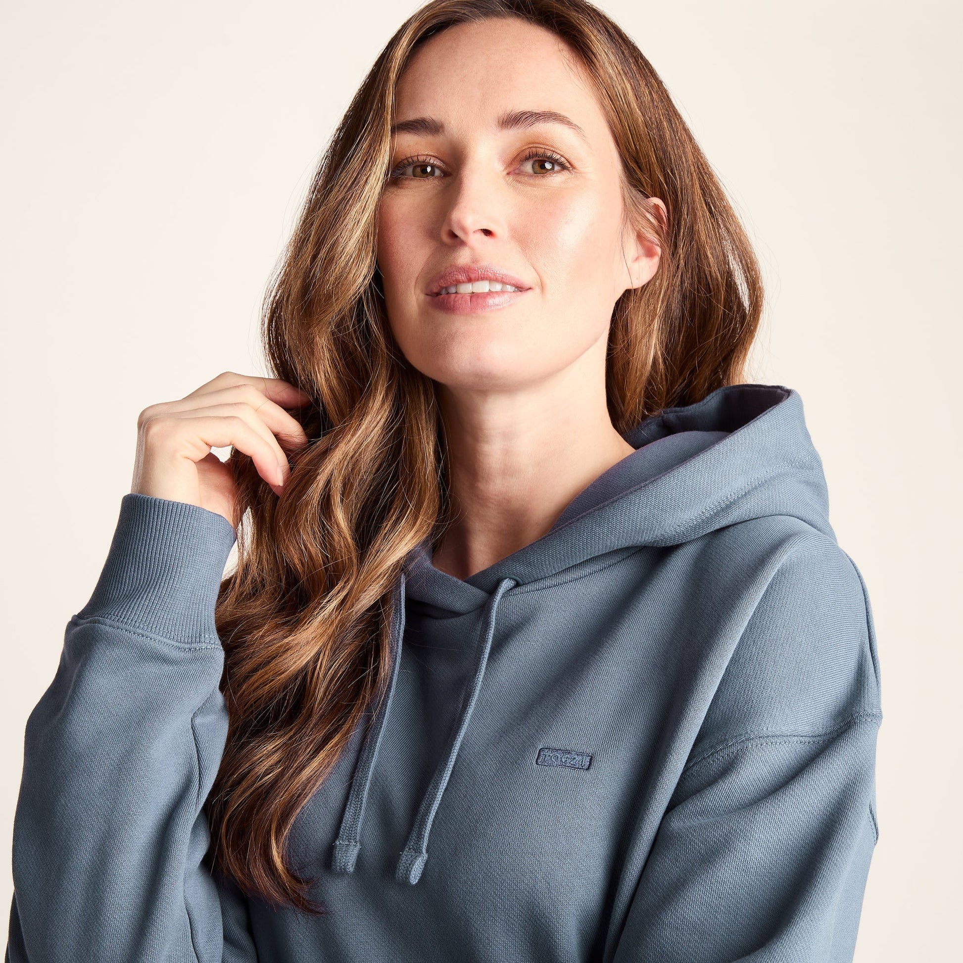 Meera Womens 100% Cotton Relaxed Fit Hoody - Smokey Blue