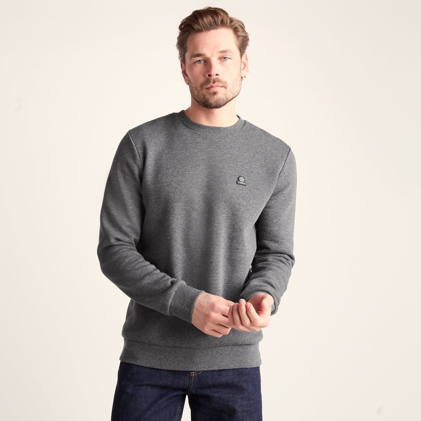 Mellor Mens Supersoft Cotton Rich Sweat - Dark Grey Marl