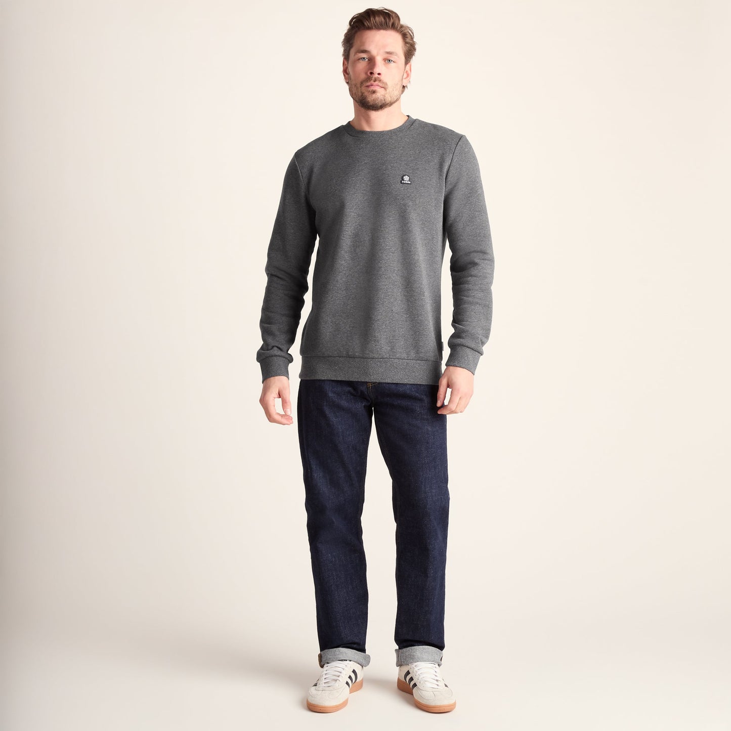 Mellor Mens Supersoft Cotton Rich Sweat - Dark Grey Marl